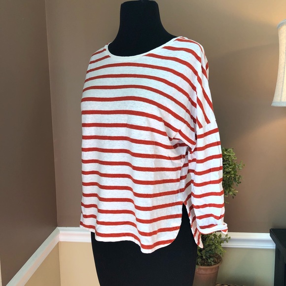 ⭐️ Madewell Striped 3/4 Sleeve Crewneck Shirt SMALL - Picture 6 of 11